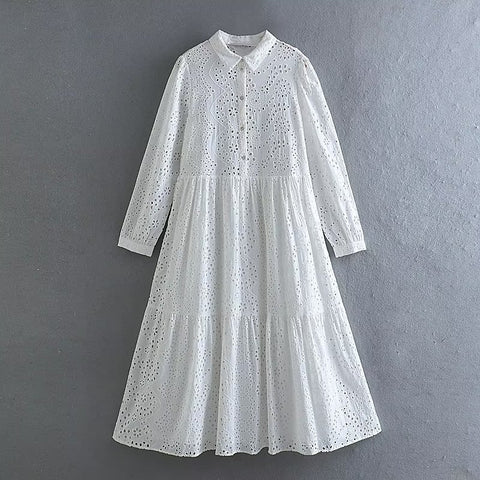 Venting Embroidered Dress