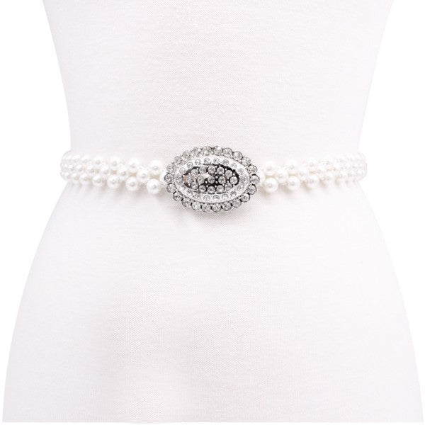 OVAL BUCKLET PEARL BELT