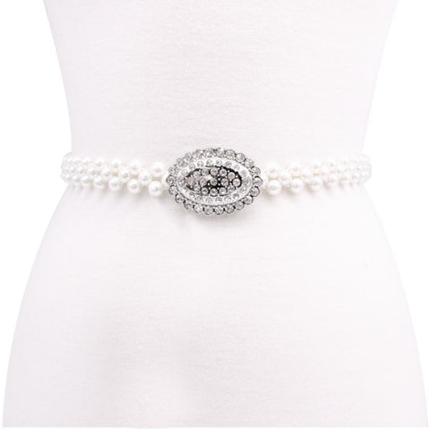 OVAL BUCKLET PEARL BELT