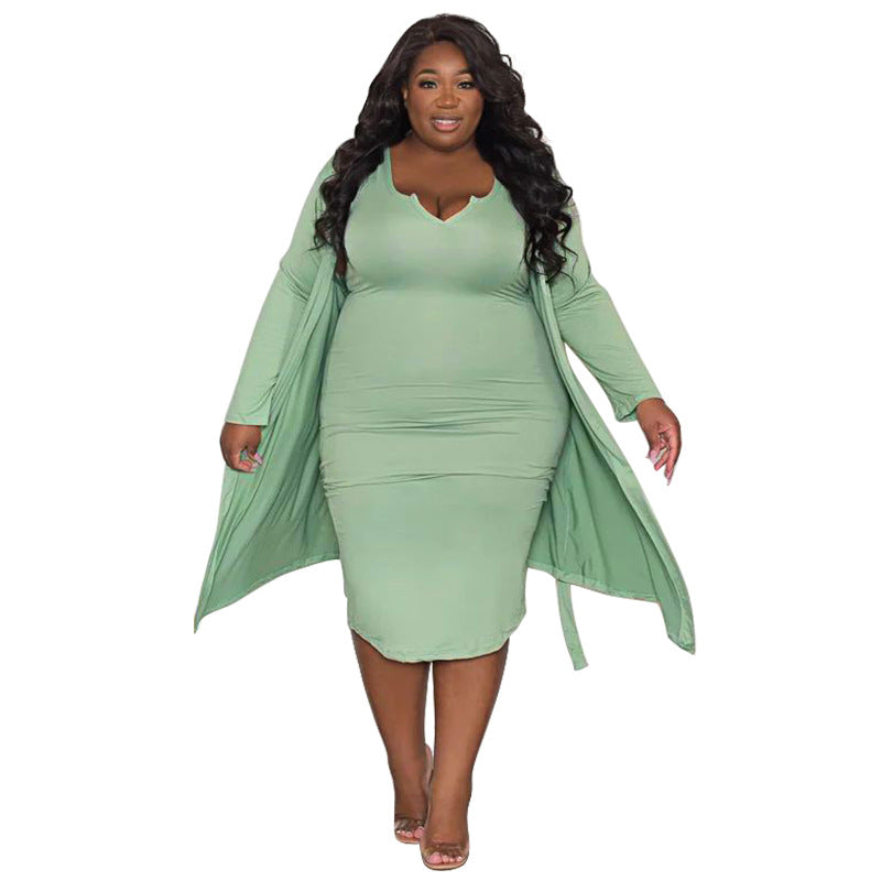 Plus Size Tube Top Dress Two Piece Set