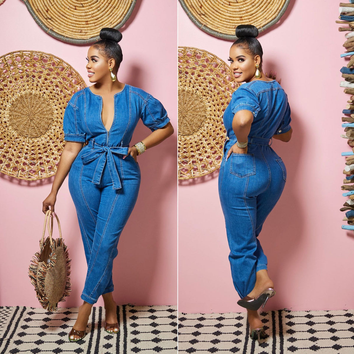 Elegant Blue Washed Jumpsuit