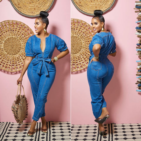 Elegant Blue Washed Jumpsuit