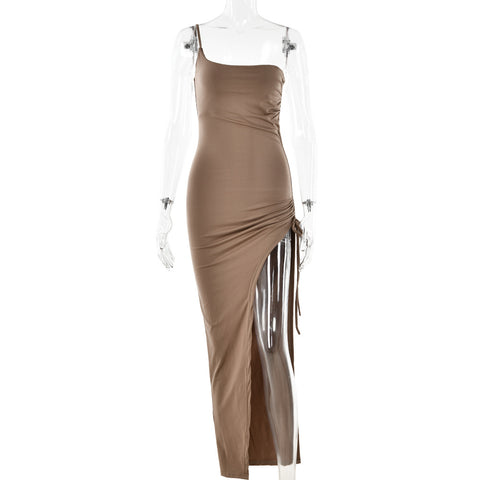 Ruched High Split Maxi