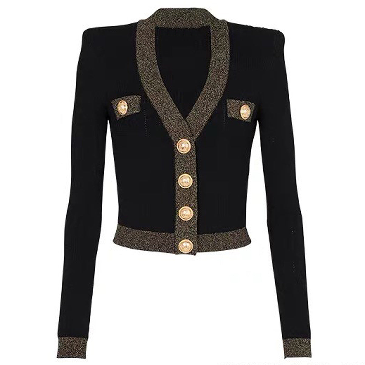 Spring Autumn High Long Sleeve V neck Cardigan Women Jacket