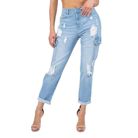 Ripped Straight High Waist Jeans