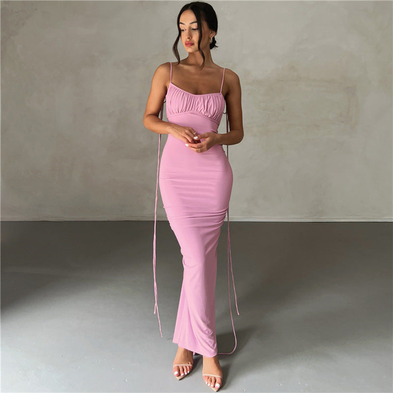 Deep V Backless Slim Fit Sheath Elegant Dress