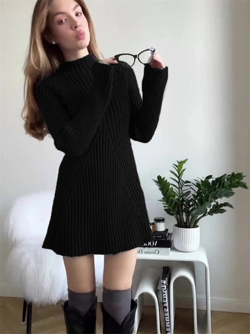 Turtleneck Temperamental Sweater Dress