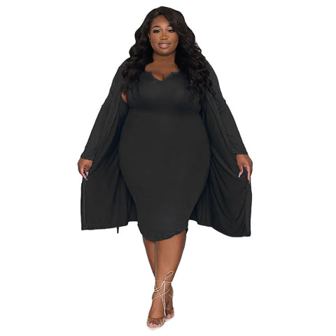 Plus Size Tube Top Dress Two Piece Set