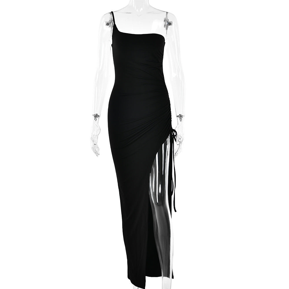 Ruched High Split Maxi