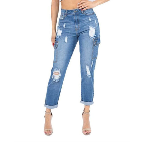 Ripped Straight High Waist Jeans