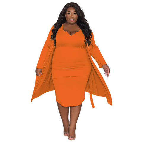 Plus Size Tube Top Dress Two Piece Set