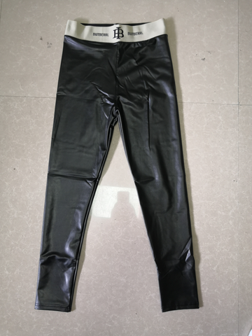 High Waist Belt Faux Leather Pants