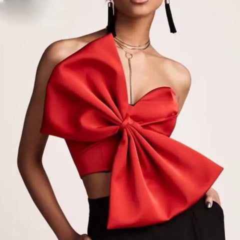 3D Bowknot Wrapped Chest Strapless Tops