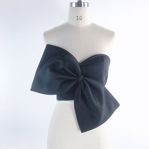 3D Bowknot Wrapped Chest Strapless Tops