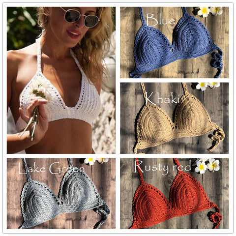 Hand Crocheting Knitting Bikini Wrapped Chest Swimsuit