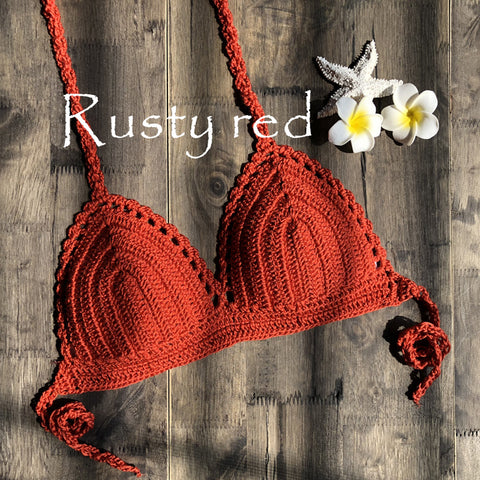 Hand Crocheting Knitting Bikini Wrapped Chest Swimsuit