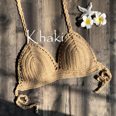 Hand Crocheting Knitting Bikini Wrapped Chest Swimsuit