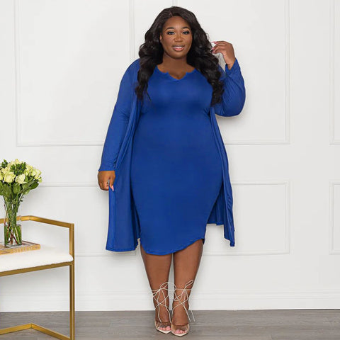 Plus Size Tube Top Dress Two Piece Set