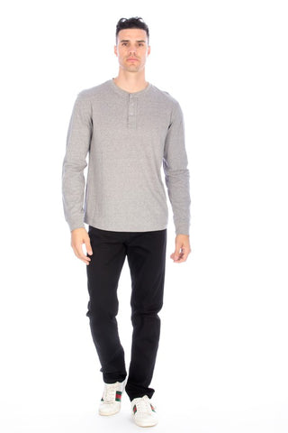 LONG SLEEVE HENLEY LIGHT GREY