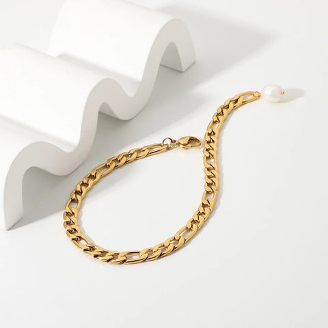 Cuban Link Pearl Bracelet