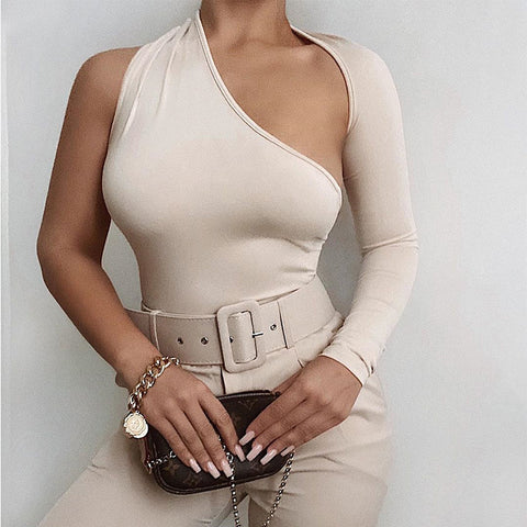 Backless Halter Long Sleeve Bodysuit