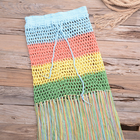 Hand Crocheting Beach Split Tassel  Skirt