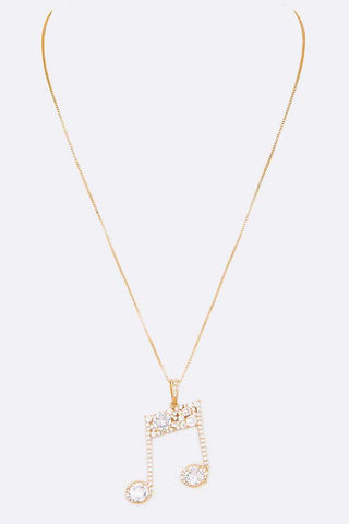 Cubic Zirconia Music Note Pendant Necklace