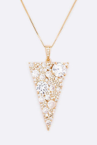 Cubic Zirconia Triangle Pendant Necklace