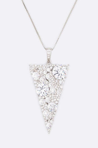 Cubic Zirconia Triangle Pendant Necklace