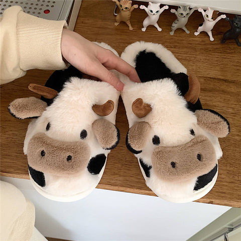 Cute Cow Animal Fluffy Winter Slipper