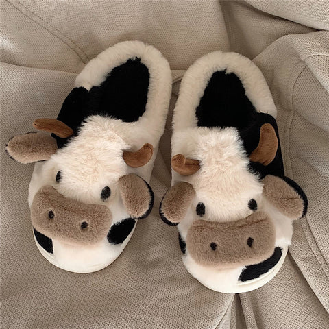 Cute Cow Animal Fluffy Winter Slipper