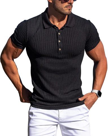 Muscle Polo Shirts for Men Short Sleeve Slim Fit Quick Dry T-Shirts for Golf Tennis Workout Casual