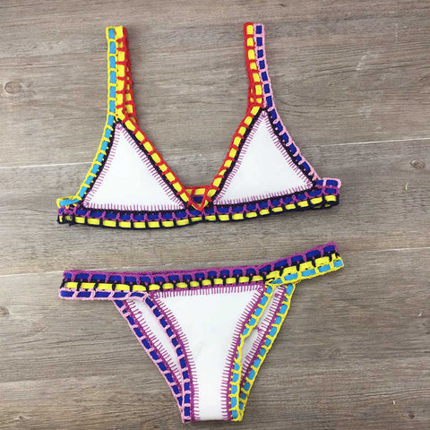 Hand Crocheted Bikini Knitted Stitching Swimsuit Set