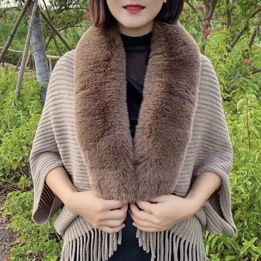 Rabbit Fur Women Shawl Luxury Elegant Knitted Tassel Banquet Party Shawl Thermal Batwing Sleeve Winter Scarf Cardigan New in 목도리