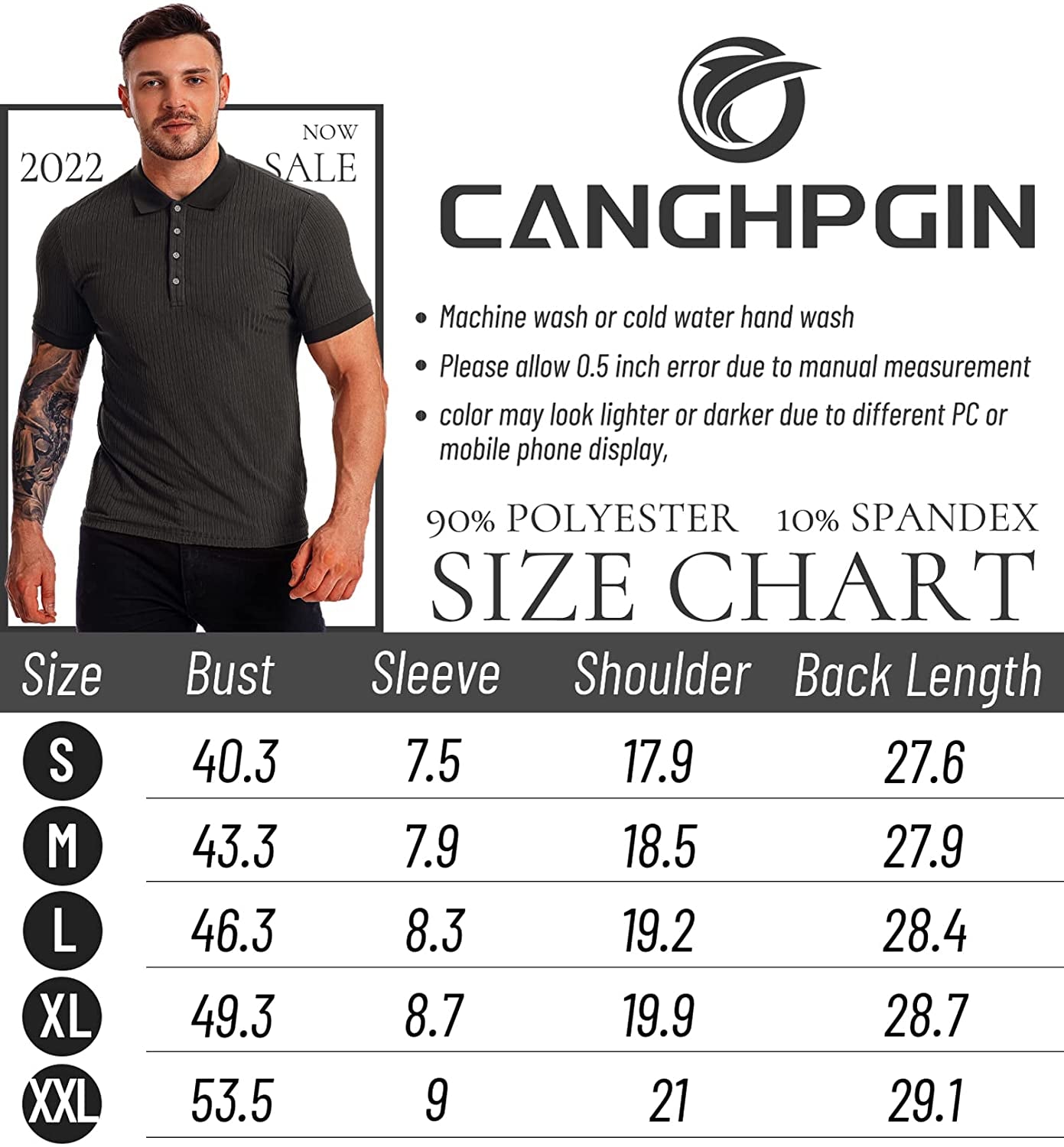 Muscle Polo Shirts for Men Short Sleeve Slim Fit Quick Dry T-Shirts for Golf Tennis Workout Casual