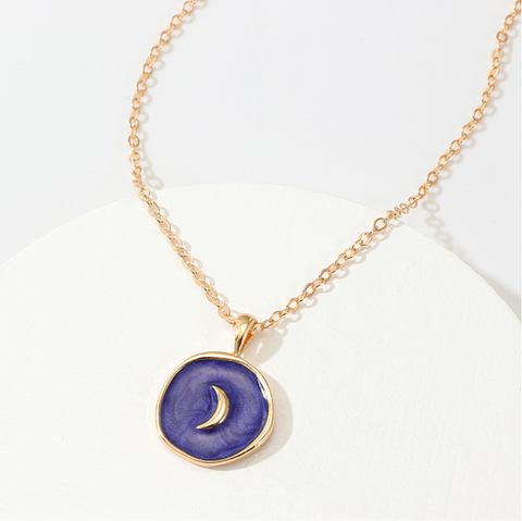 Moon Star Heart Enamel Necklace