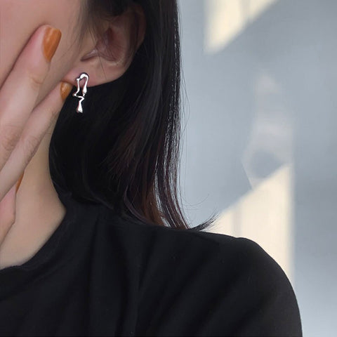 Asymmetrical Metal Drop Earrings