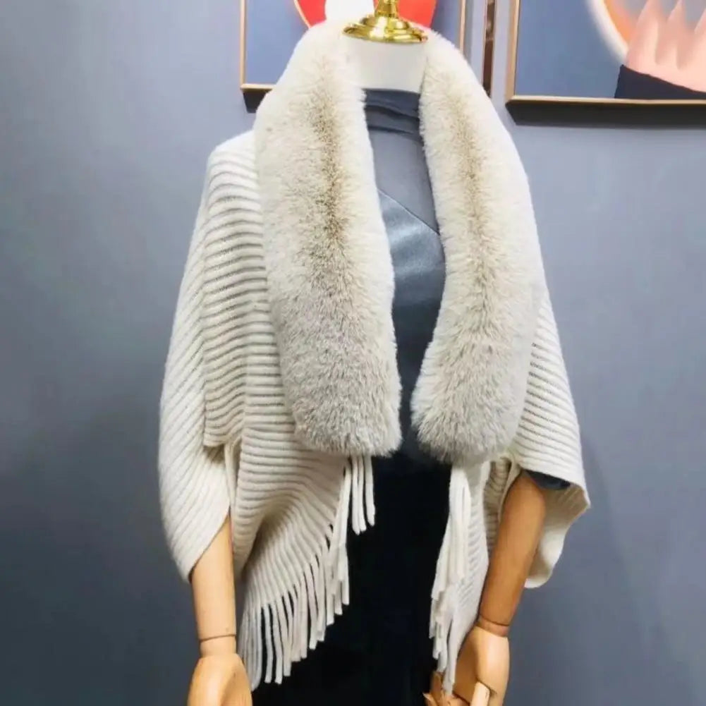 Rabbit Fur Women Shawl Luxury Elegant Knitted Tassel Banquet Party Shawl Thermal Batwing Sleeve Winter Scarf Cardigan New in 목도리