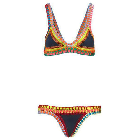 Hand Crocheted Bikini Knitted Stitching Swimsuit Set