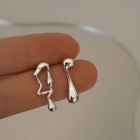 Asymmetrical Metal Drop Earrings