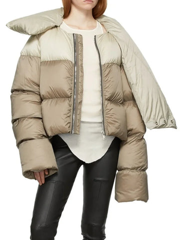 Fluff Padded Scarf Jacket