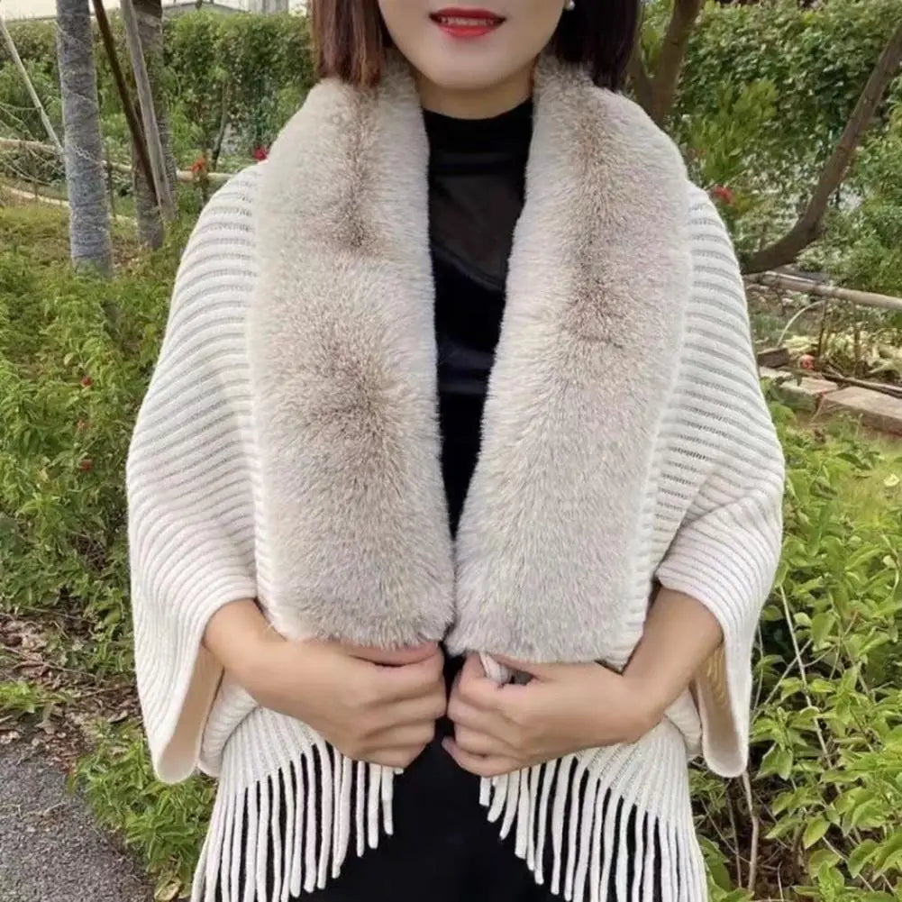 Rabbit Fur Women Shawl Luxury Elegant Knitted Tassel Banquet Party Shawl Thermal Batwing Sleeve Winter Scarf Cardigan New in 목도리