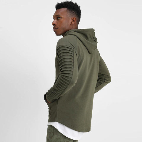 Mens Long Sleeve With Pleated Stripes Hoodies