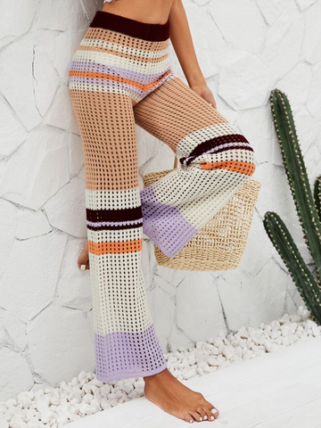 Crochet Knitted Mid-Waist Trousers