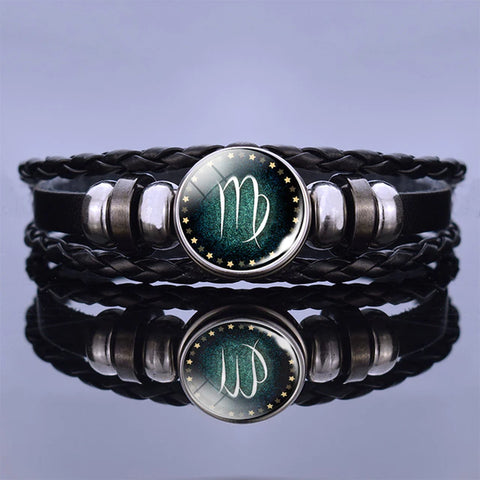 12 Zodiac Signs Constellation Charm Bracelet Men Women Fashion Multilayer Weave Leather Bracelet & Bangle Birthday Gifts