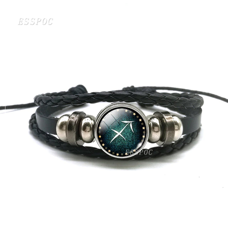 12 Zodiac Signs Constellation Charm Bracelet Men Women Fashion Multilayer Weave Leather Bracelet & Bangle Birthday Gifts