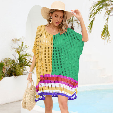 Loose Patchwork Cutout Beach Dress