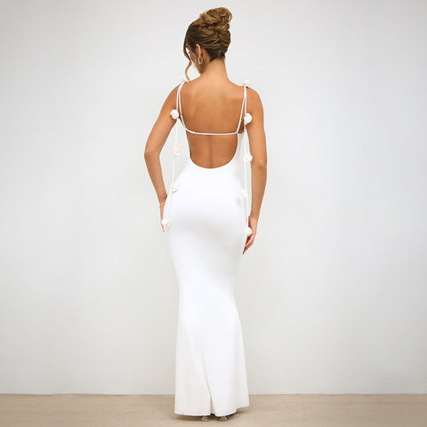 Spaghetti Backless Bandage Three Dimensional  Dress