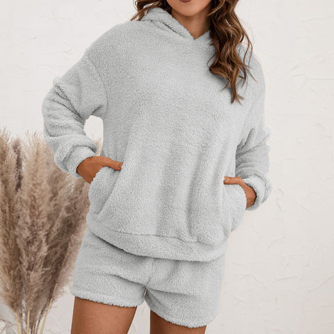 Plush Hooded Sweater Set