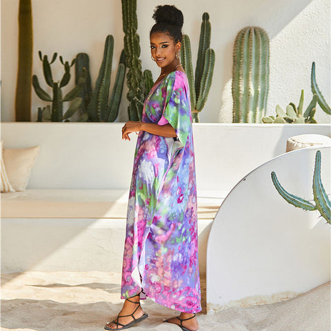 Printed Beach Cover up Maxi Dress